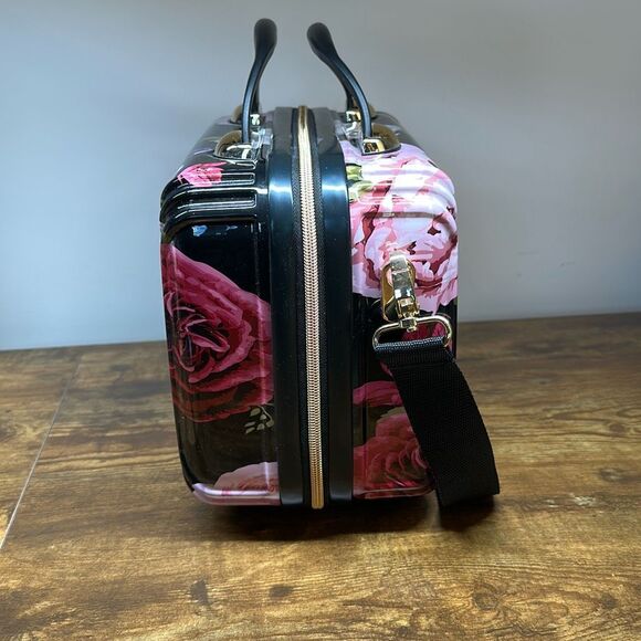 Triforce Avignon Collection Black Floral Hard Beauty Case Organizer - Picture 6 of 13